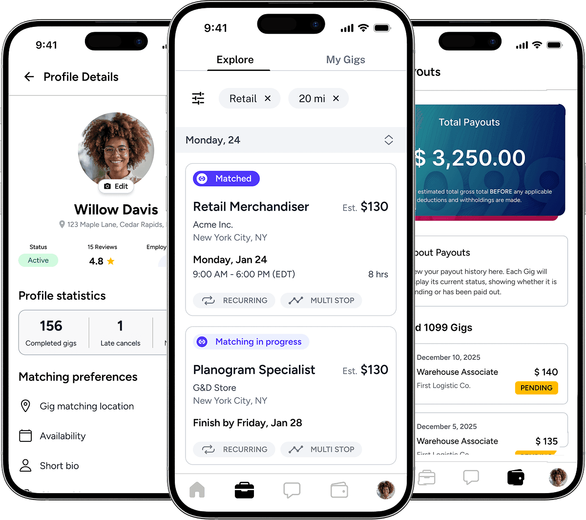 HireApp platform interface